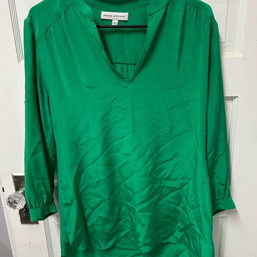 Amanda Uprichard Green 3/4 Sleeve Relaxed Blouse